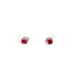 14k White Gold Pink Tourmaline Studs