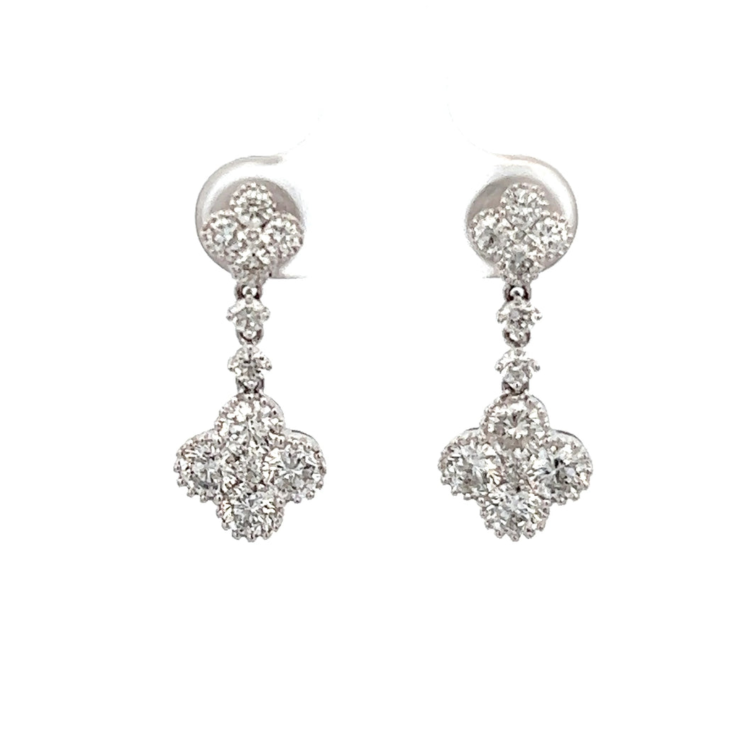18k White Gold Diamond Dangle Earrings