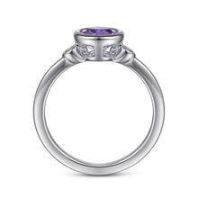 Load image into Gallery viewer, Sterling Silver Amethyst Ring with Diamonds
