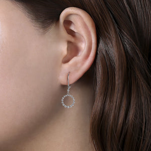 14k White Gold Diamond Dangle Earrings