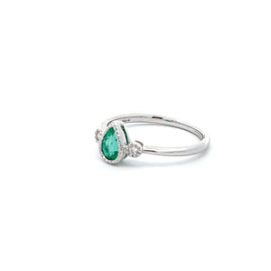 14k White Gold Emerald Ring with Diamonds