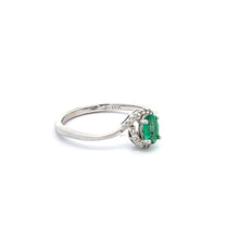 Load image into Gallery viewer, 14k White Gold Emerald Ring with Diamonds
