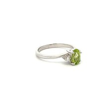 Load image into Gallery viewer, 14k White Gold Peridot Ring with Diamonds
