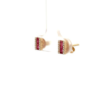 Load image into Gallery viewer, 14k Yellow Gold Ruby Studs with Diamonds
