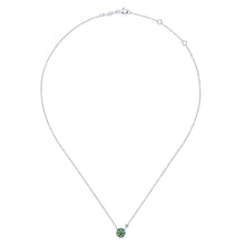 Load image into Gallery viewer, Sterling Silver Emerald Necklace with Diamonds
