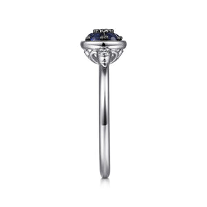 Sterling Silver Sapphire Ring with Diamonds