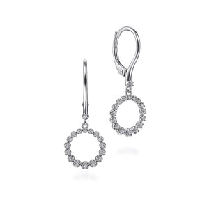 14k White Gold Diamond Dangle Earrings