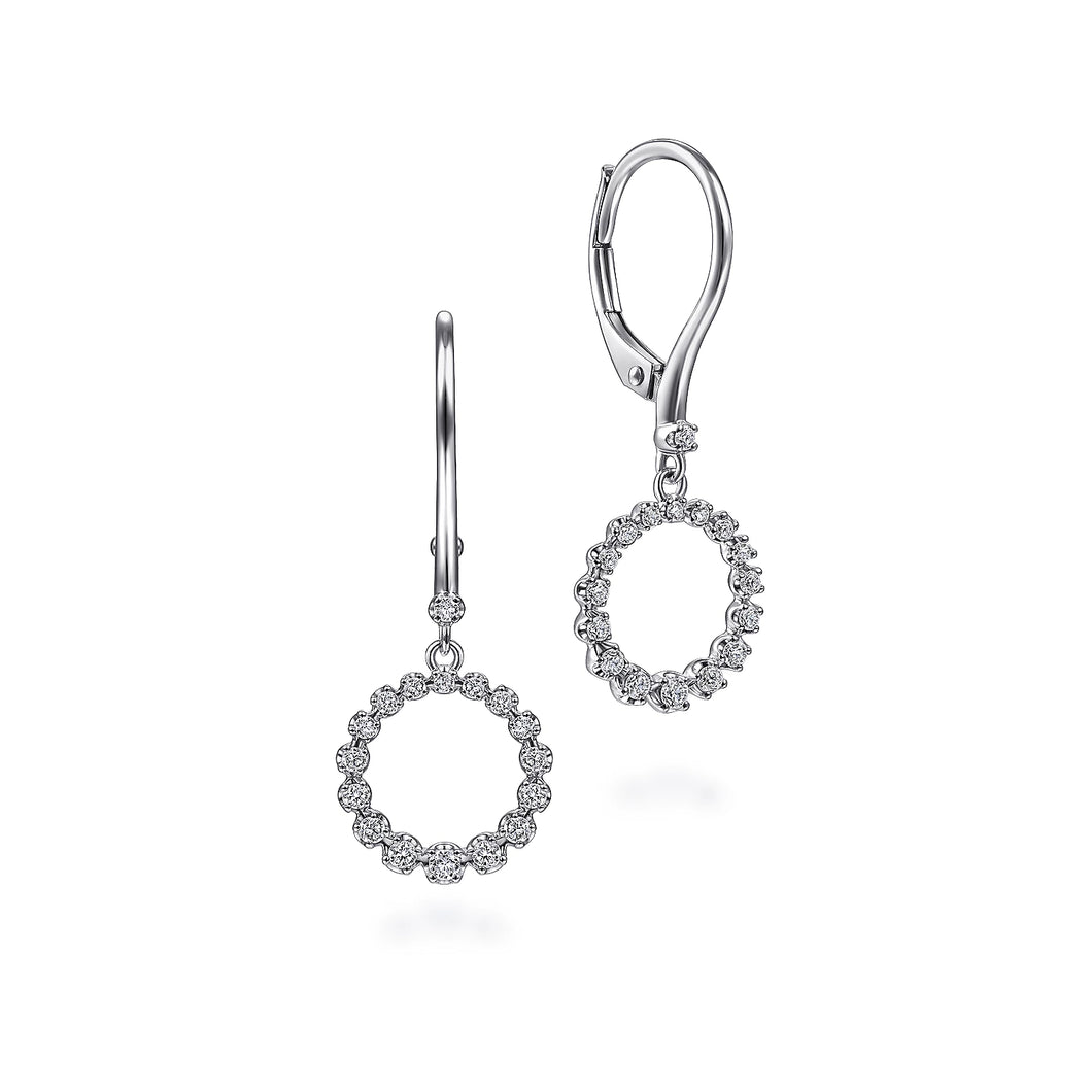 14k White Gold Diamond Dangle Earrings