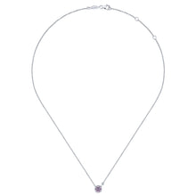 Load image into Gallery viewer, Sterling Silver Pink Zircon Necklace with Diamond
