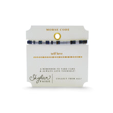 Load image into Gallery viewer, Skylar Paige - SELF LOVE - Morse Code Tila Beaded Bracelet - Luxe Lapis

