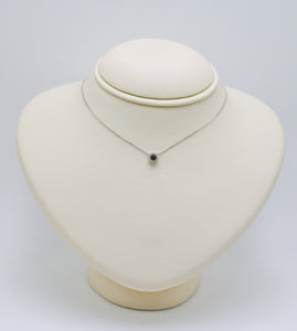 14k White Gold Garnet Slide Pendant with Diamonds
