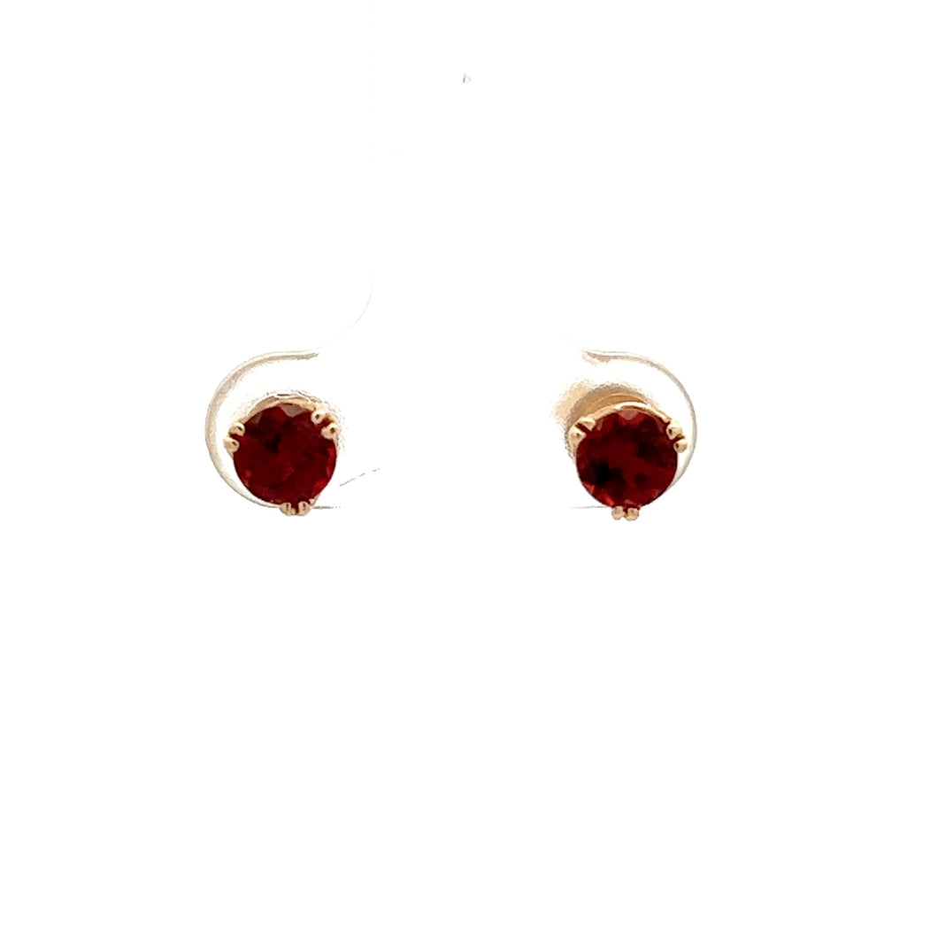 14k Yellow Gold Garnet Studs