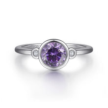 Load image into Gallery viewer, Sterling Silver Amethyst Ring with Diamonds
