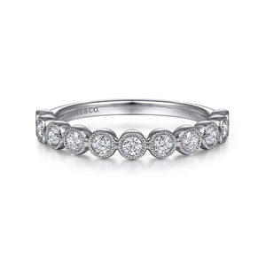 14k White Gold Diamond Stackable Ring