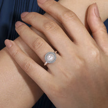 Load image into Gallery viewer, 14k White Gold Pearl Ring with Diamonds
