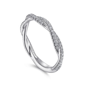 14k White Gold Diamond Stackable Ring