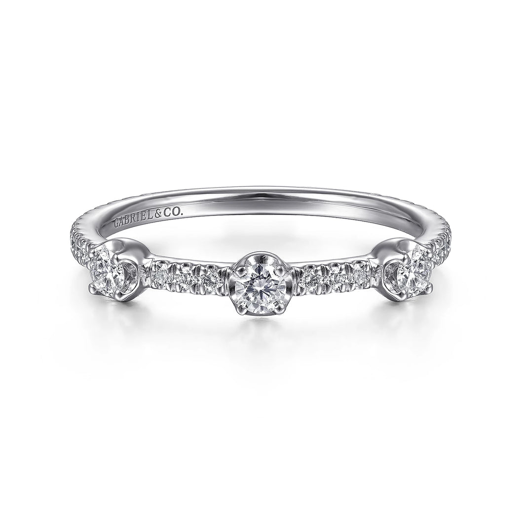 14k White Gold Diamond Stackable Ring