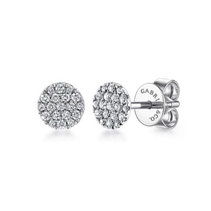 14k White Gold Diamond Pave Studs