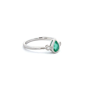 14k White Gold Emerald Ring with Diamonds