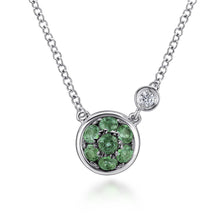 Load image into Gallery viewer, Sterling Silver Emerald Necklace with Diamonds
