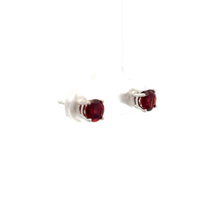 14k White Gold Garnet Studs