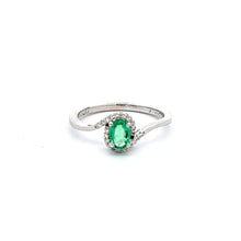 Load image into Gallery viewer, 14k White Gold Emerald Ring with Diamonds
