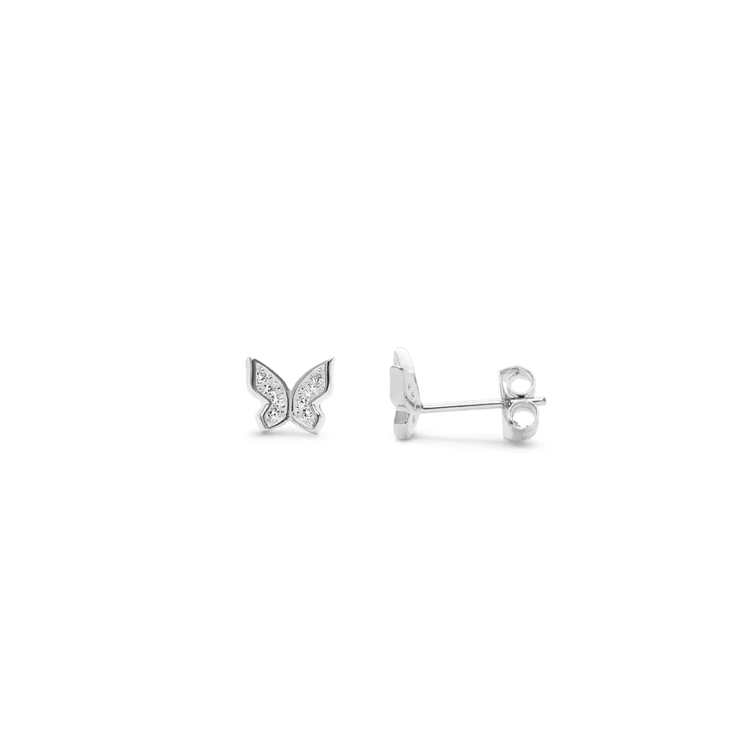 Butterfly Earring Silver Pavé