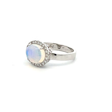 Load image into Gallery viewer, 14k White Gold Jelly Opal Ring with Diamonds
