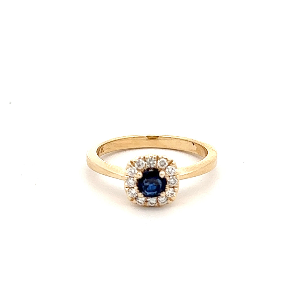 14k Yellow Gold Sapphire Ring with Diamonds