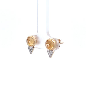 14k Yellow Gold Citrine Earrings with Diamonds