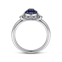 Load image into Gallery viewer, Sterling Silver Sapphire Ring with Diamonds
