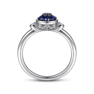 Sterling Silver Sapphire Ring with Diamonds