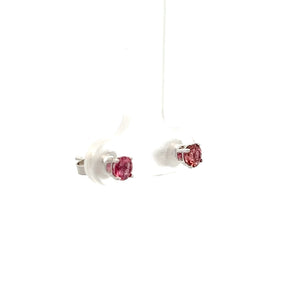 14k White Gold Pink Tourmaline Studs