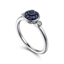 Load image into Gallery viewer, Sterling Silver Sapphire Ring with Diamonds
