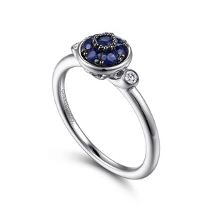 Sterling Silver Sapphire Ring with Diamonds