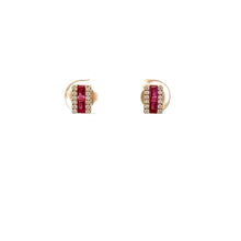 Load image into Gallery viewer, 14k Yellow Gold Ruby Studs with Diamonds

